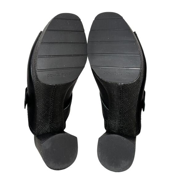 Donald J. Pliner Gramercy Black Leather Square Toe Buckle Slip On Heels Shoes 6 - Picture 9 of 11